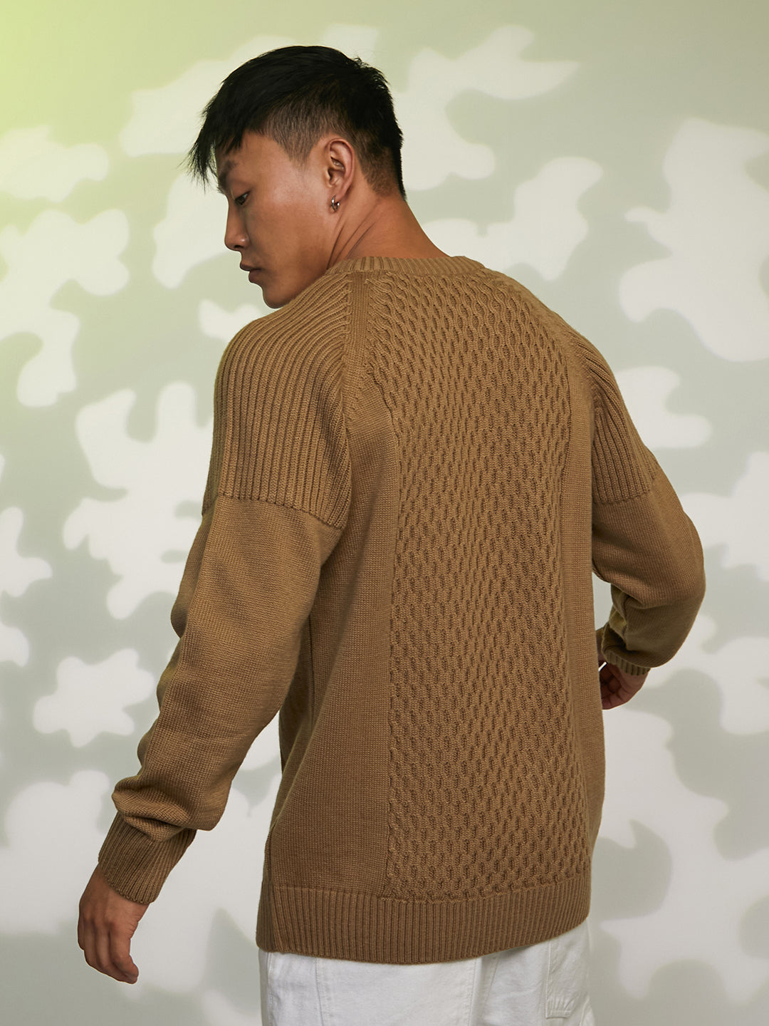 Mesh-Knit Pullover Sweater