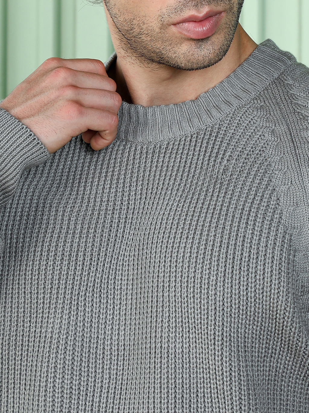 Self-Raglan Knit Pullover Sweater