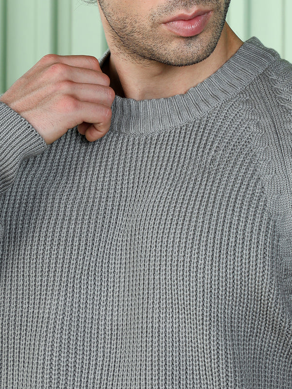 Self-Raglan Knit Pullover Sweater