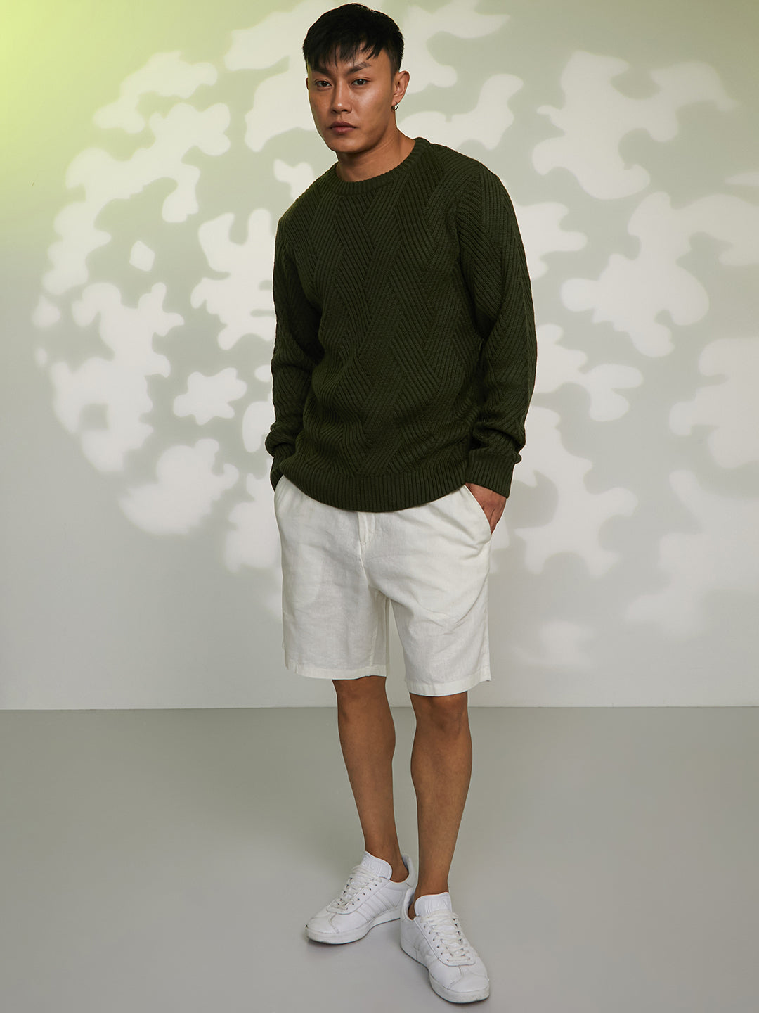 Basket-Knit Pullover Sweater