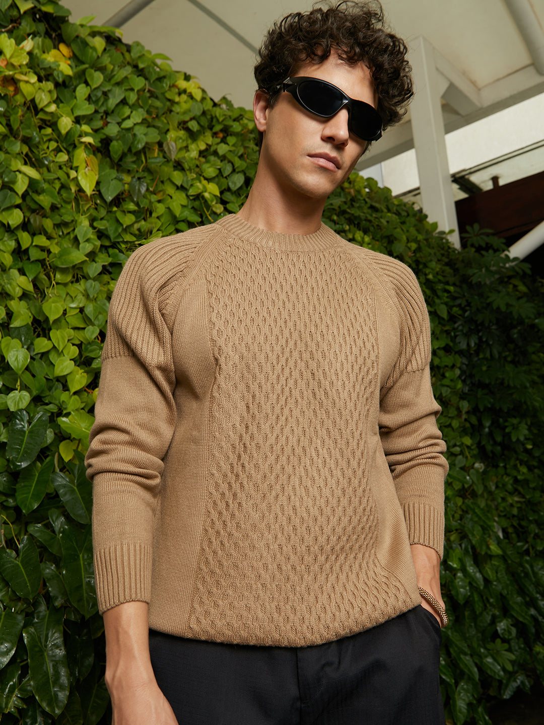 Hive-Knit Pullover Sweater