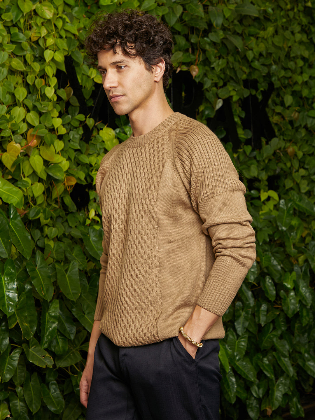 Hive-Knit Pullover Sweater