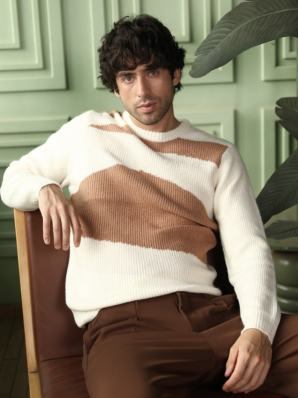 Blob-Jacquard Pullover Sweater