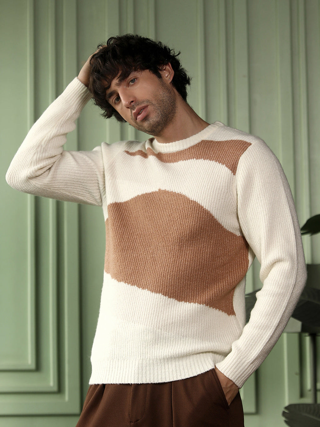 Blob-Jacquard Pullover Sweater