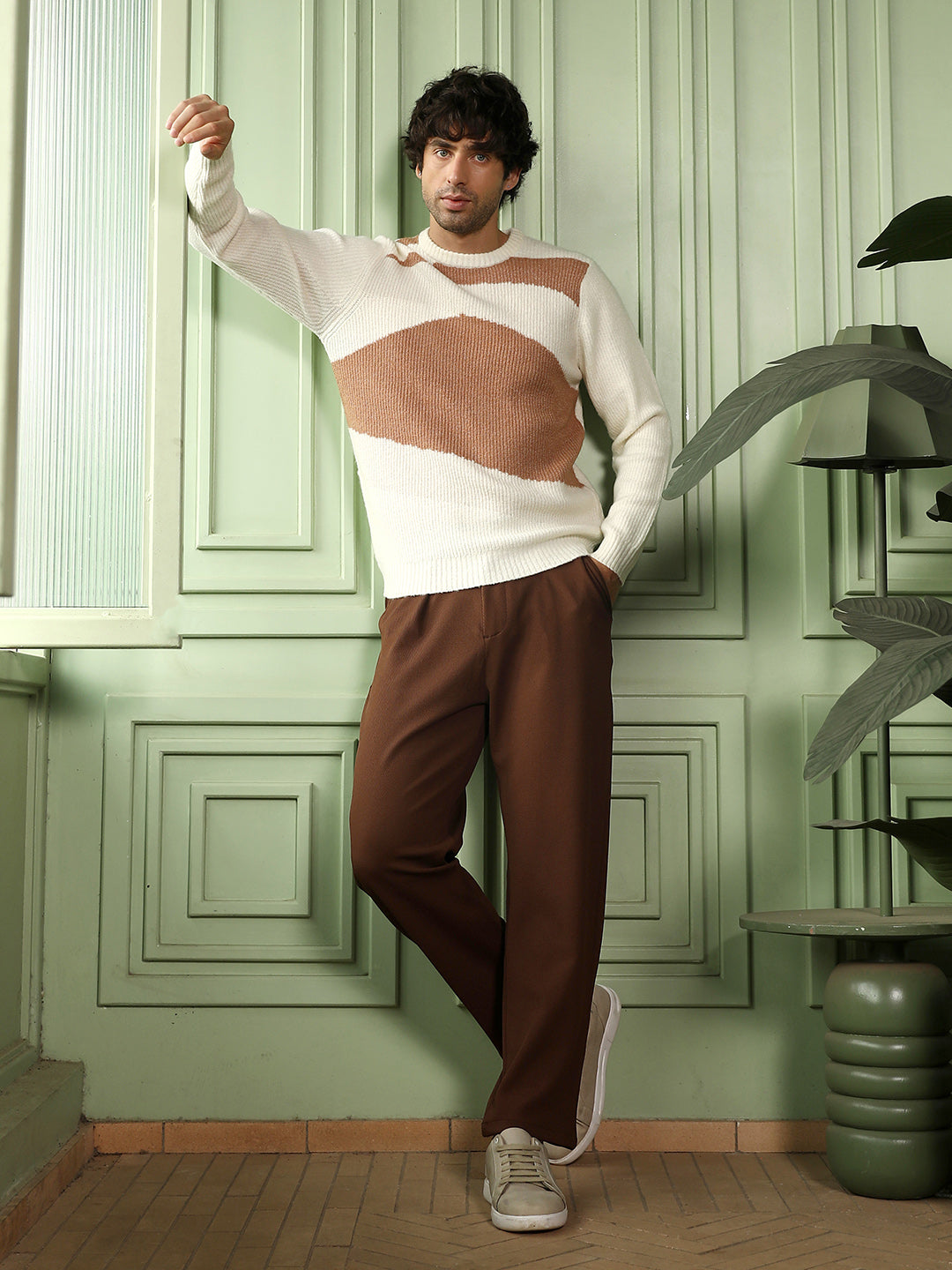 Blob-Jacquard Pullover Sweater