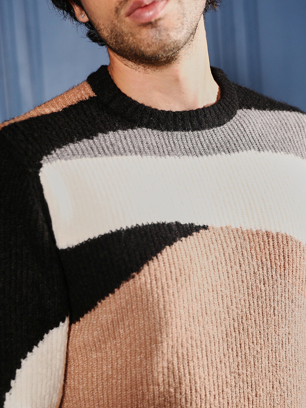 Abstract-Jacquard Pullover Sweater