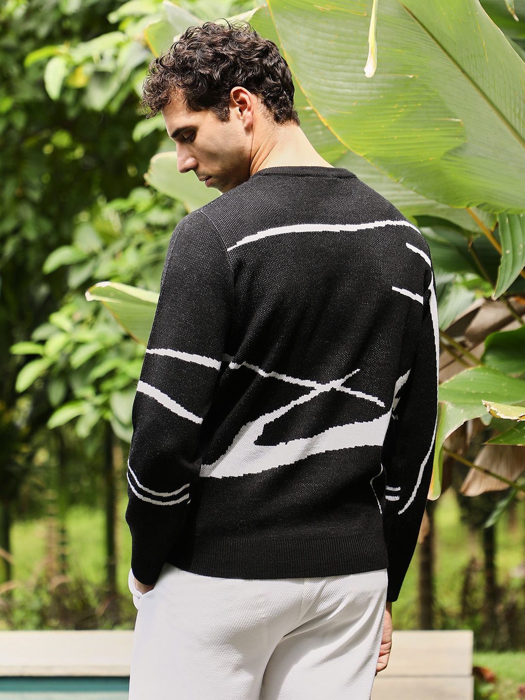 Mono-Abstract Pullover Sweater