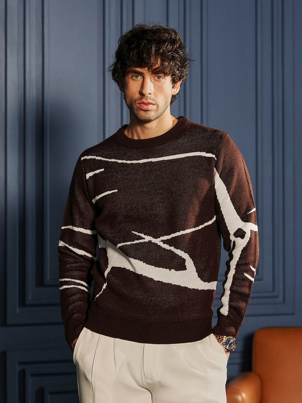 Mono-Abstract Pullover Sweater