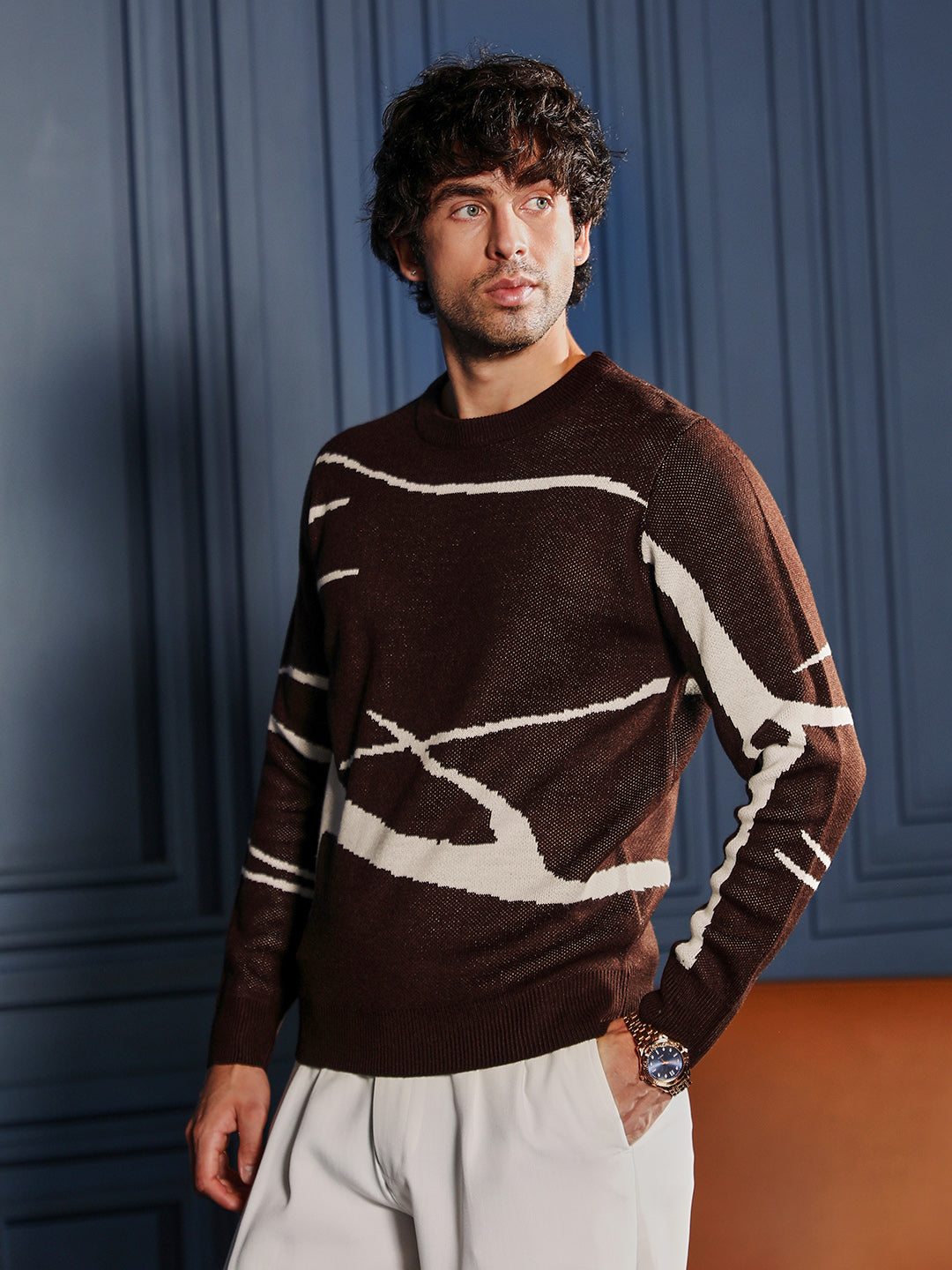 Mono-Abstract Pullover Sweater