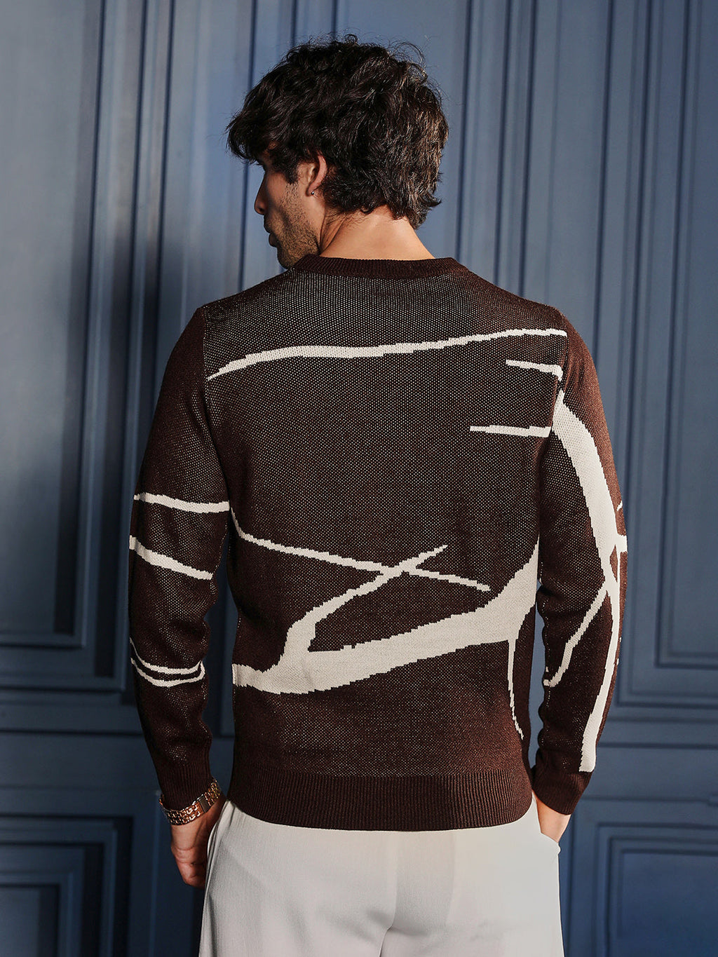 Mono-Abstract Pullover Sweater