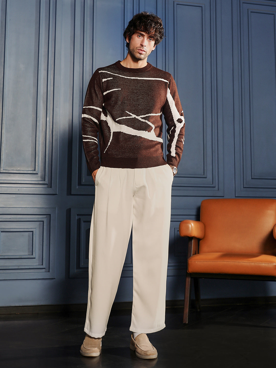 Mono-Abstract Pullover Sweater