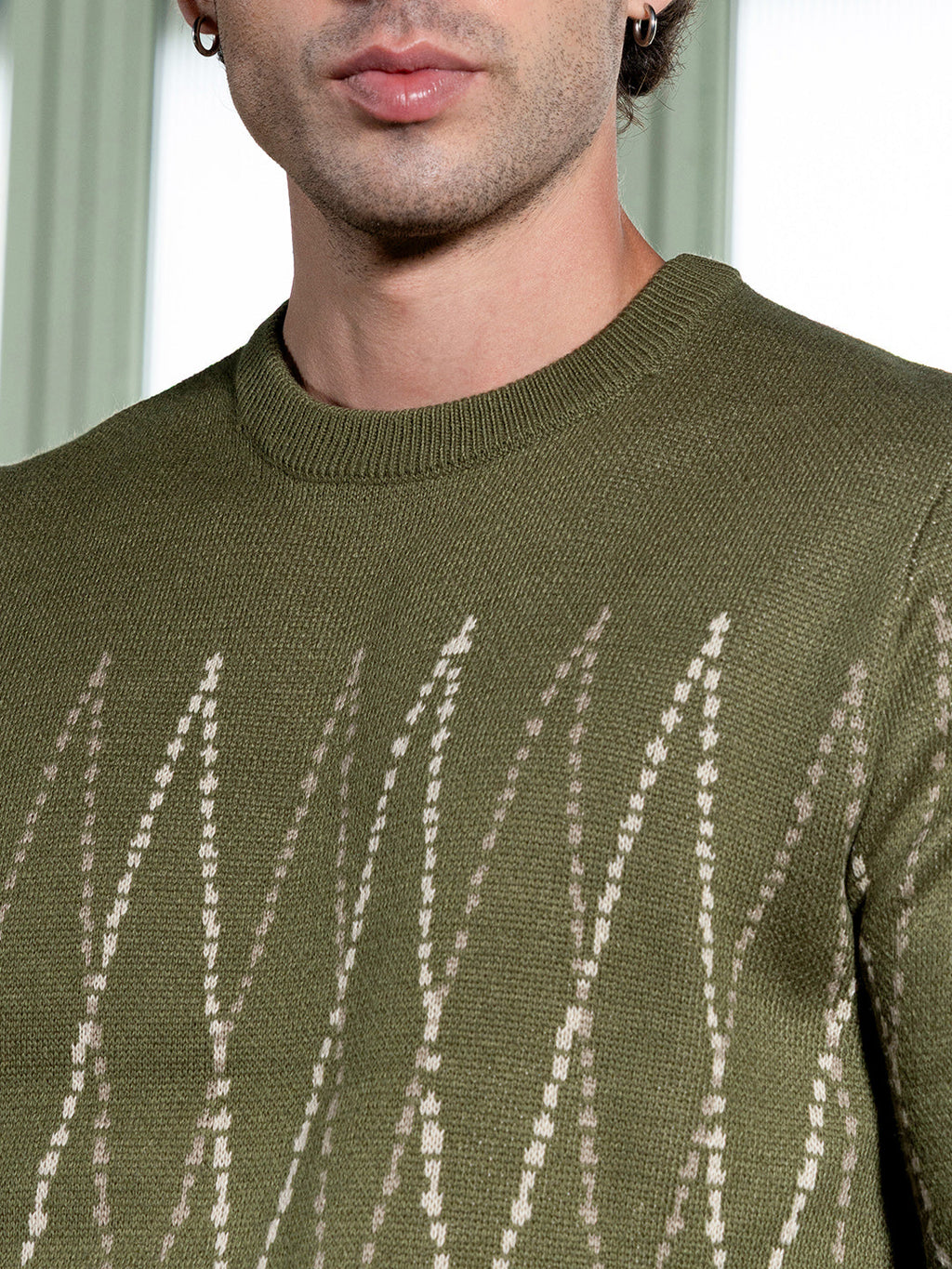 Zigzag-Jacquard Pullover Sweater