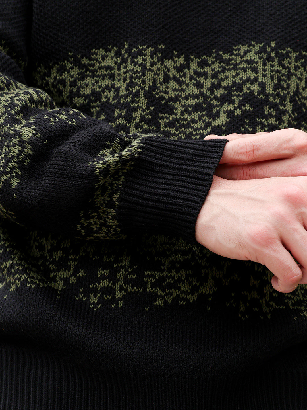 Ditsy-Panel Pullover Sweater