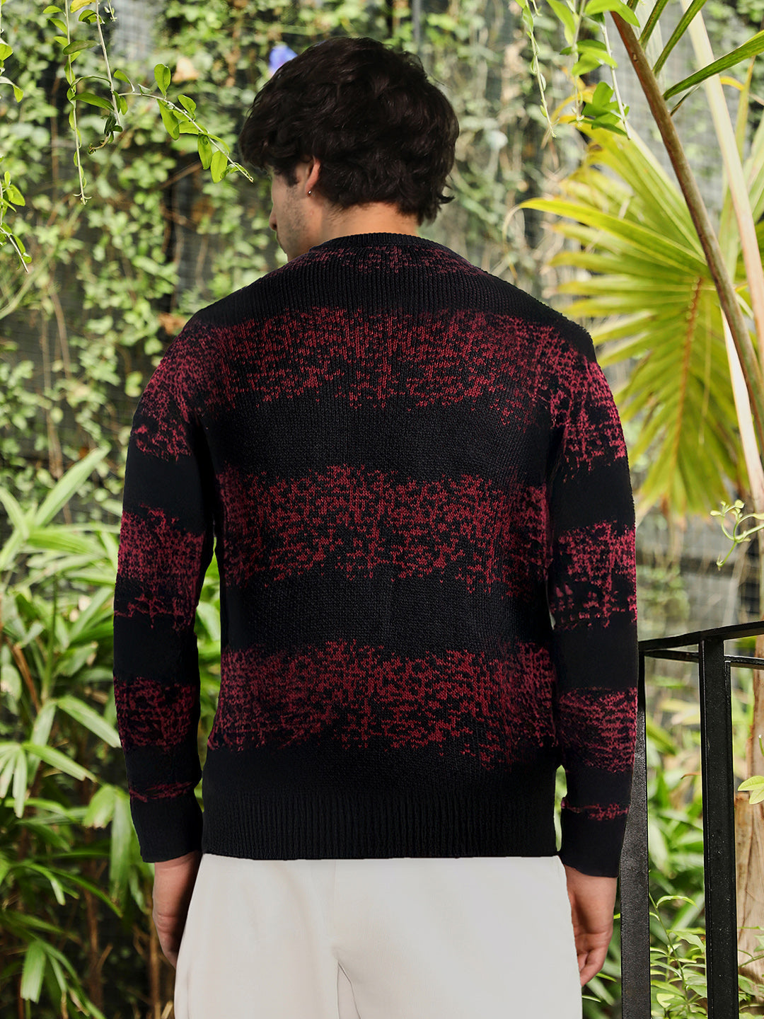 Ditsy-Panel Pullover Sweater