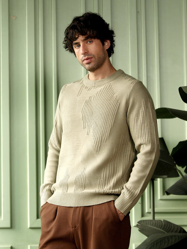 Drip-Jacquard Pullover Sweater