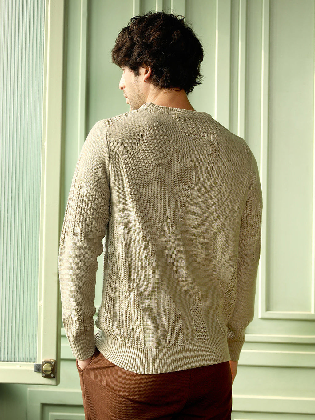 Drip-Jacquard Pullover Sweater