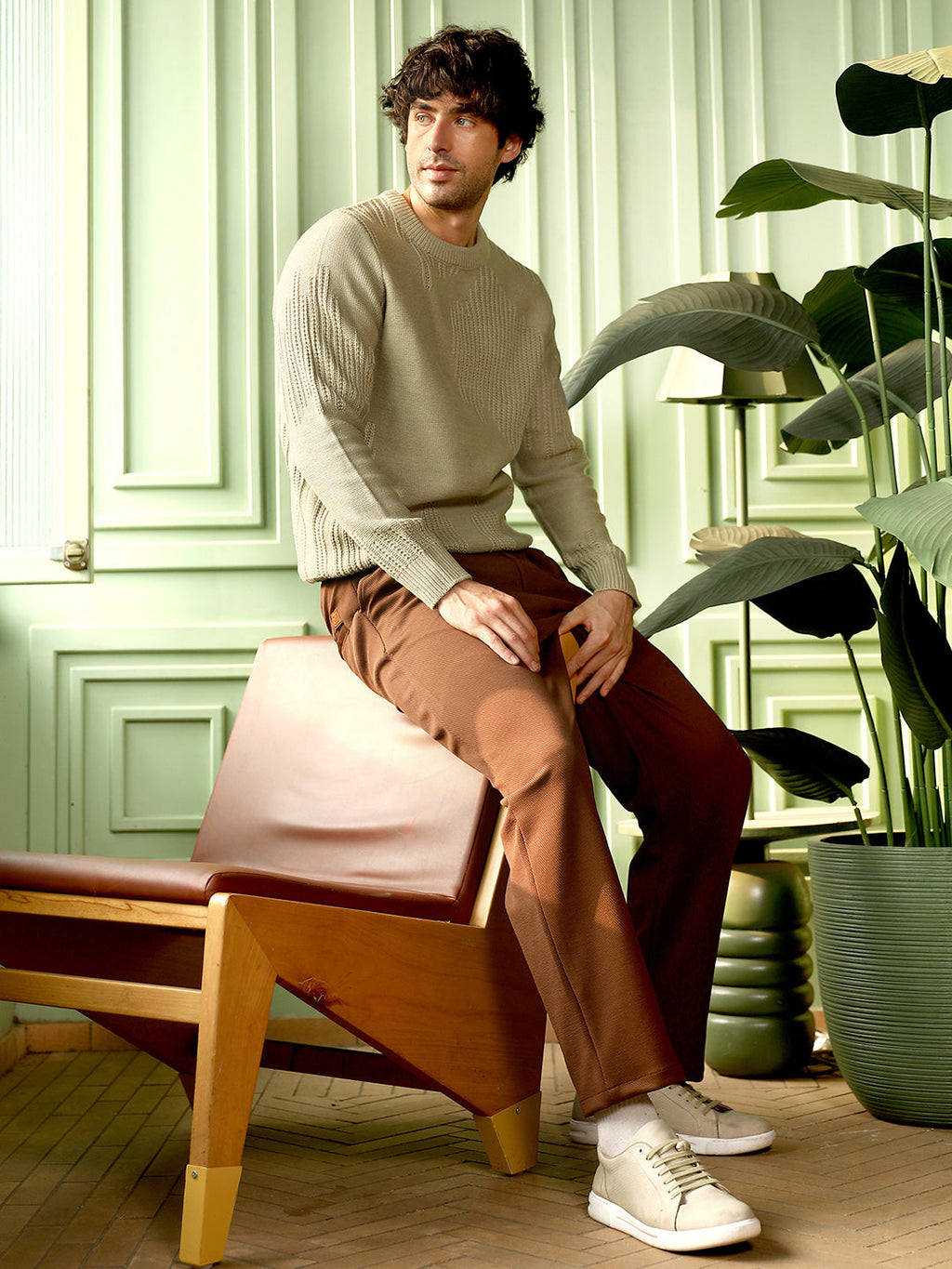 Drip-Jacquard Pullover Sweater