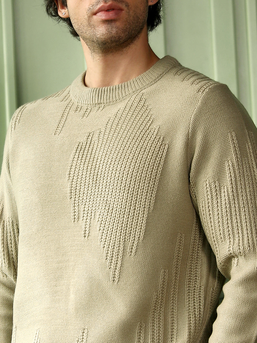 Drip-Jacquard Pullover Sweater