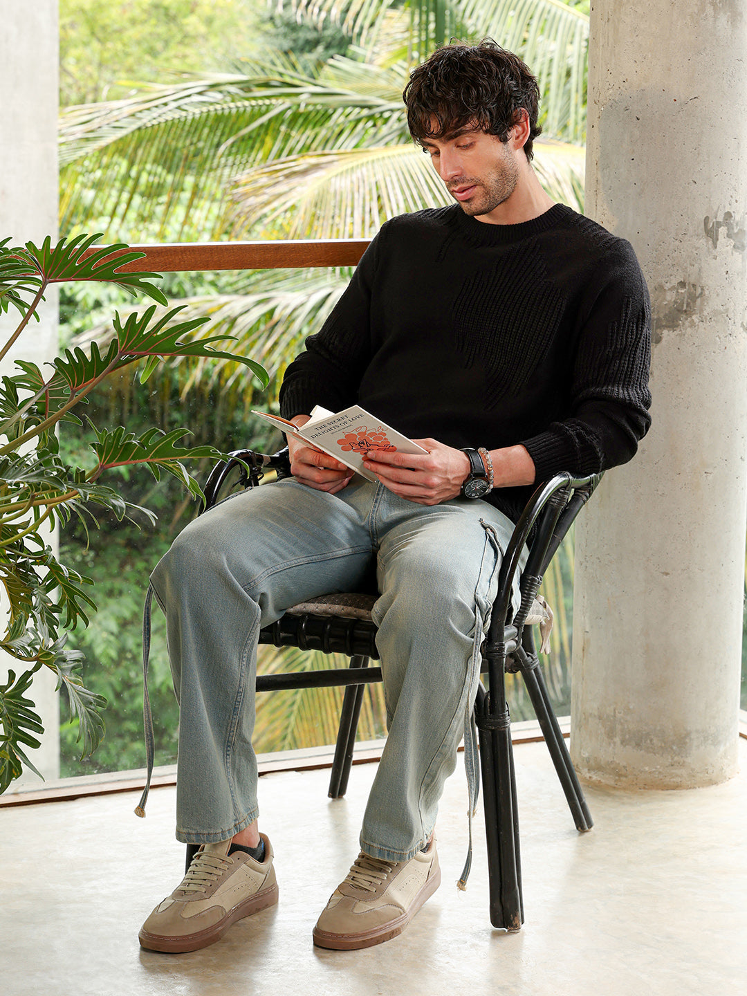 Drip-Jacquard Pullover Sweater