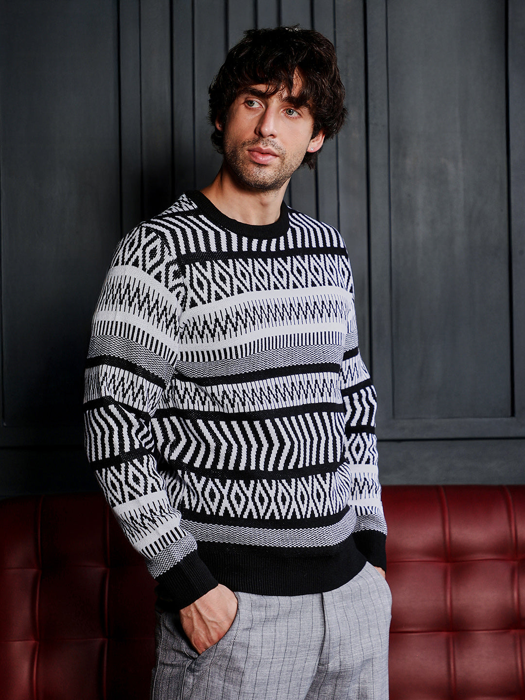 Scandi-Jacquard Pullover Sweater