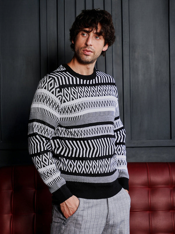 Scandi-Jacquard Pullover Sweater