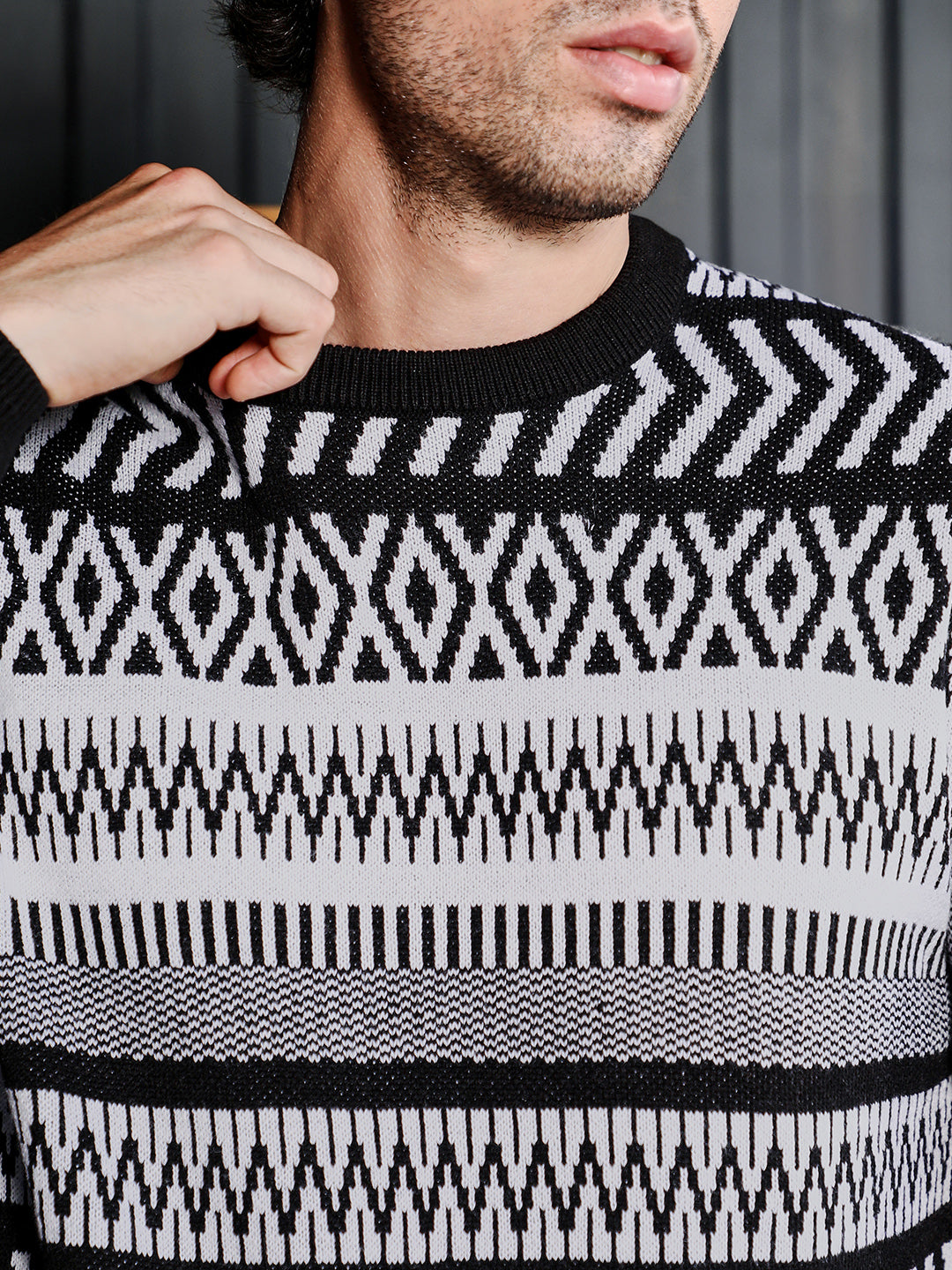Scandi-Jacquard Pullover Sweater