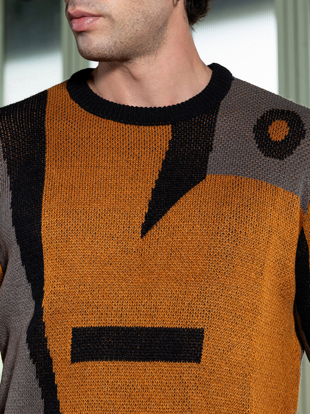 Abstraction-Jacquard Pullover Sweater