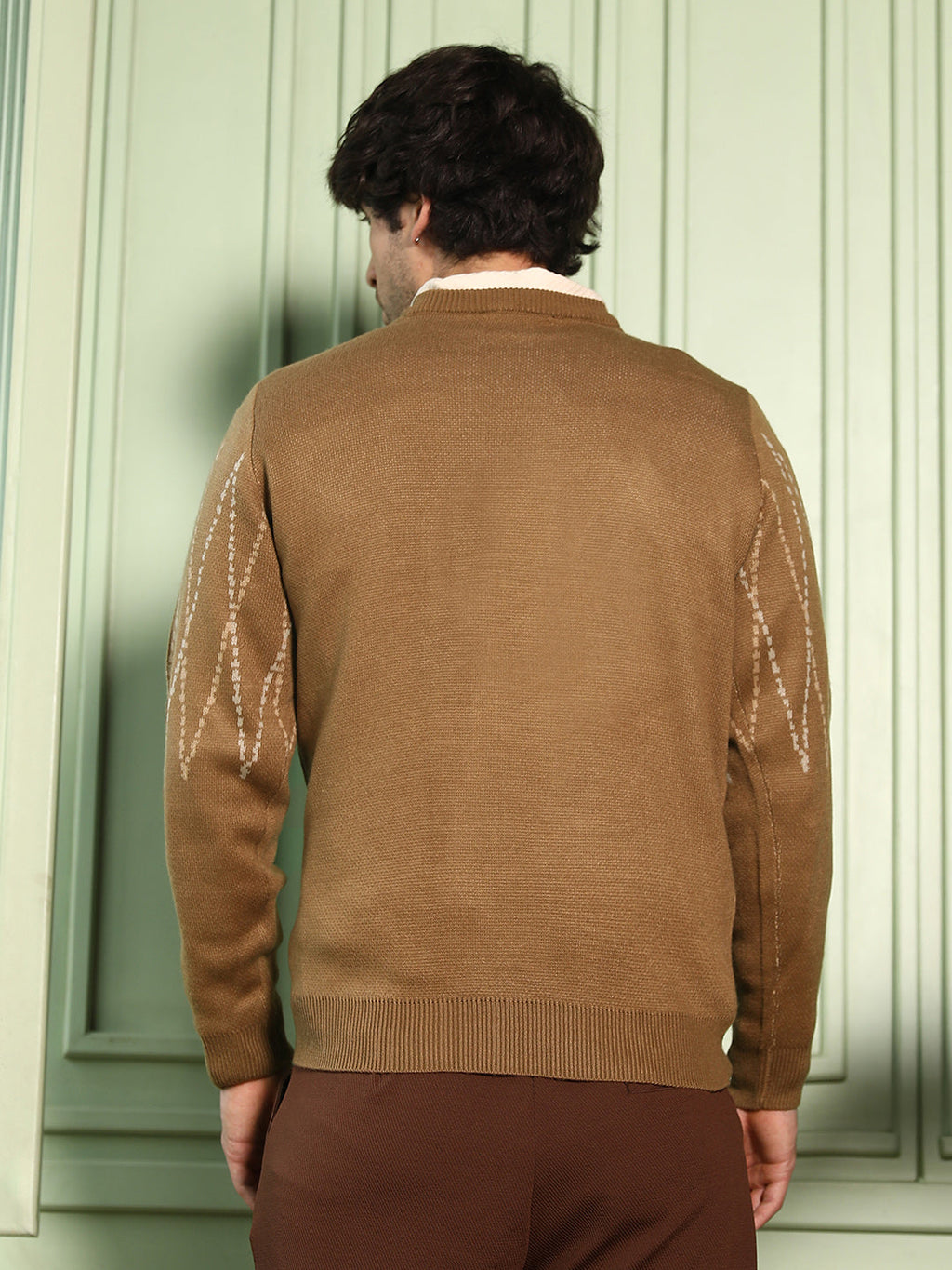 Zigzag-Jacquard Pullover Sweater