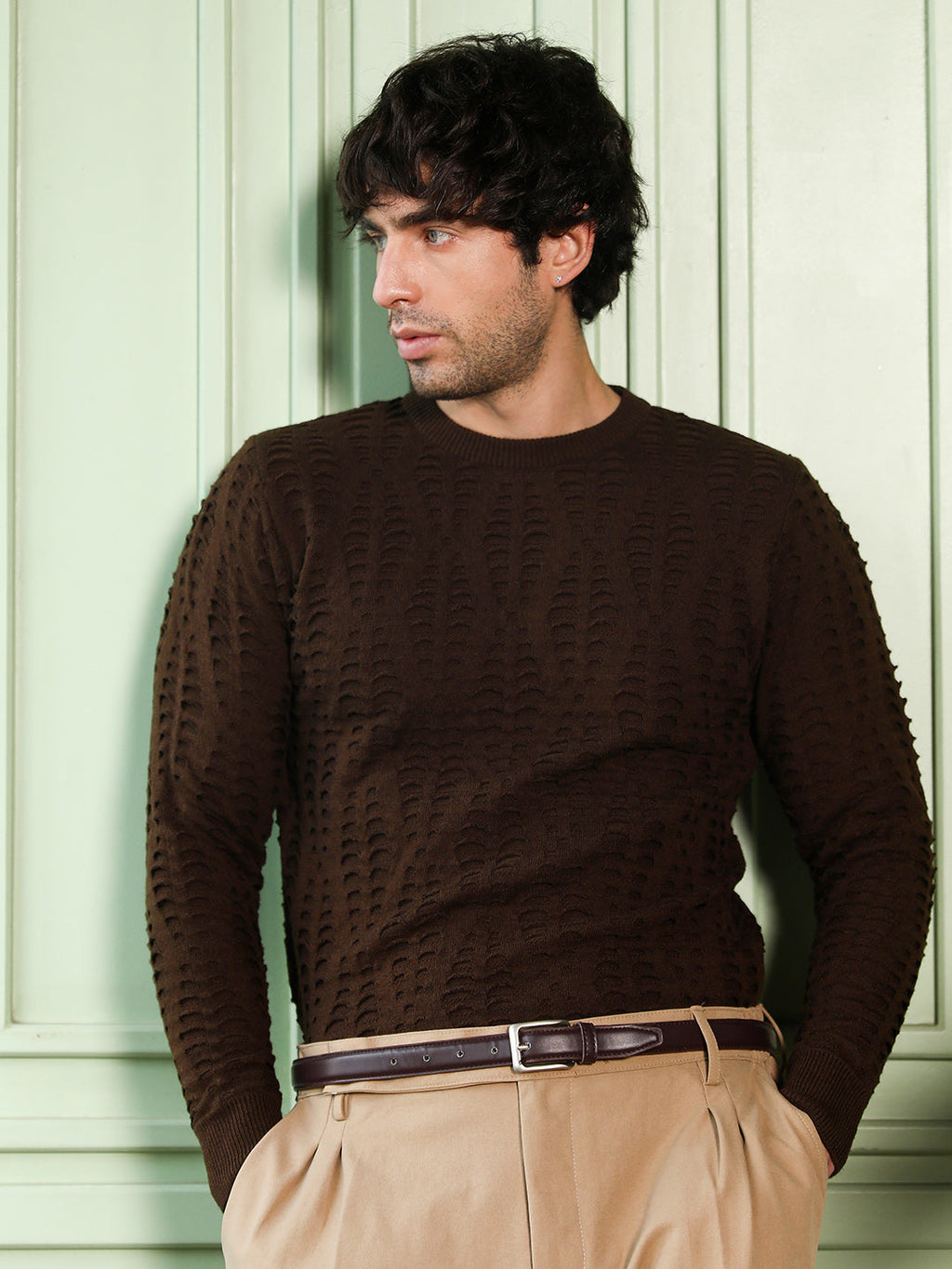 Geo-Gradient Jacquard Pullover Sweater