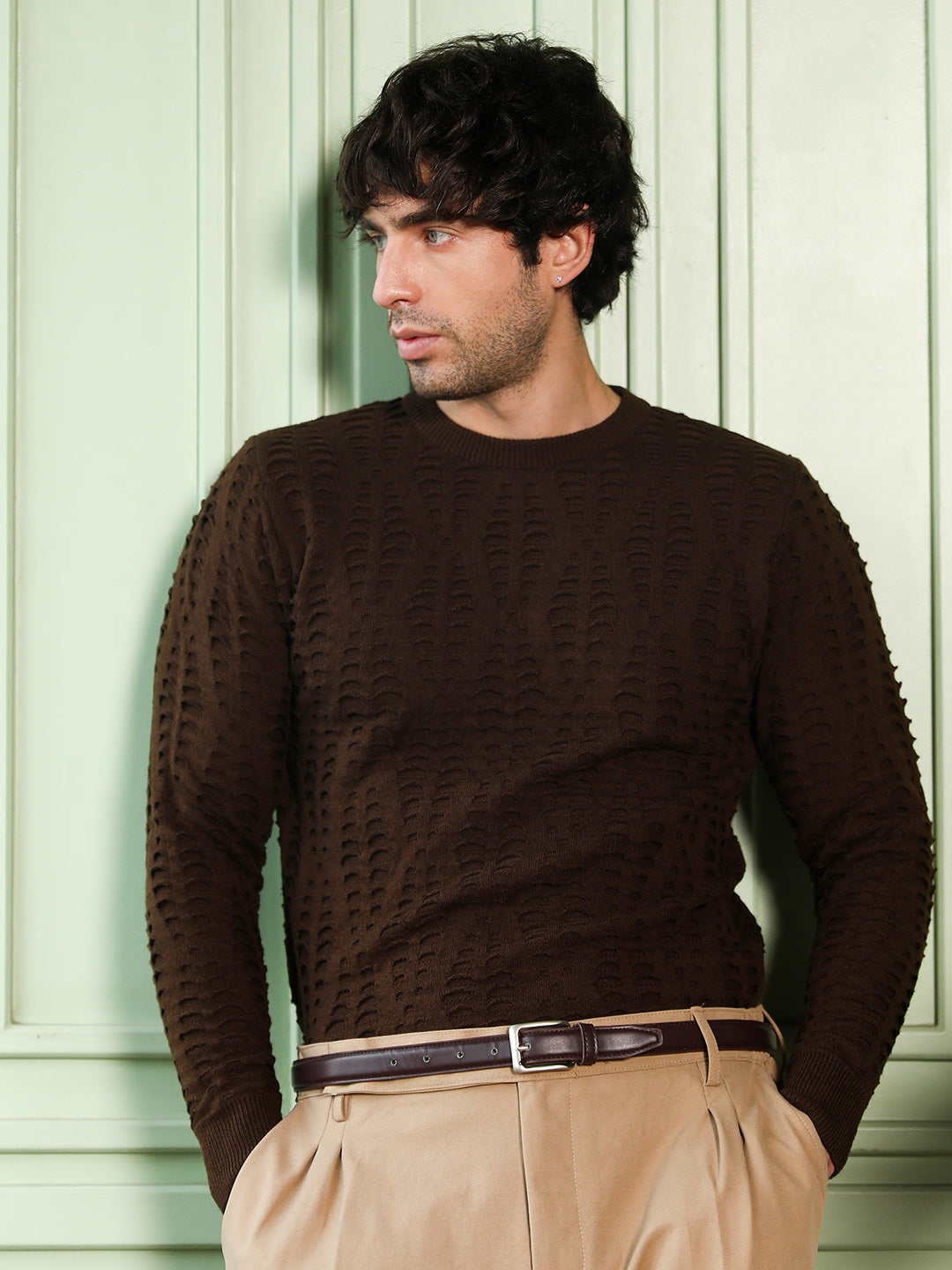 Geo-Gradient Jacquard Pullover Sweater