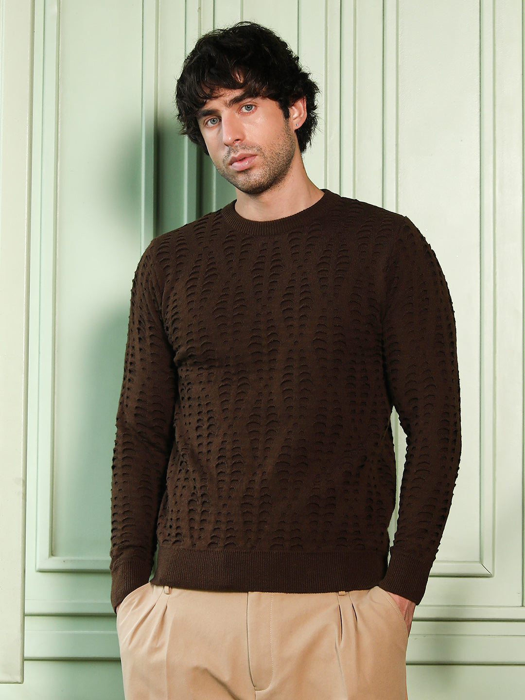 Geo-Gradient Jacquard Pullover Sweater