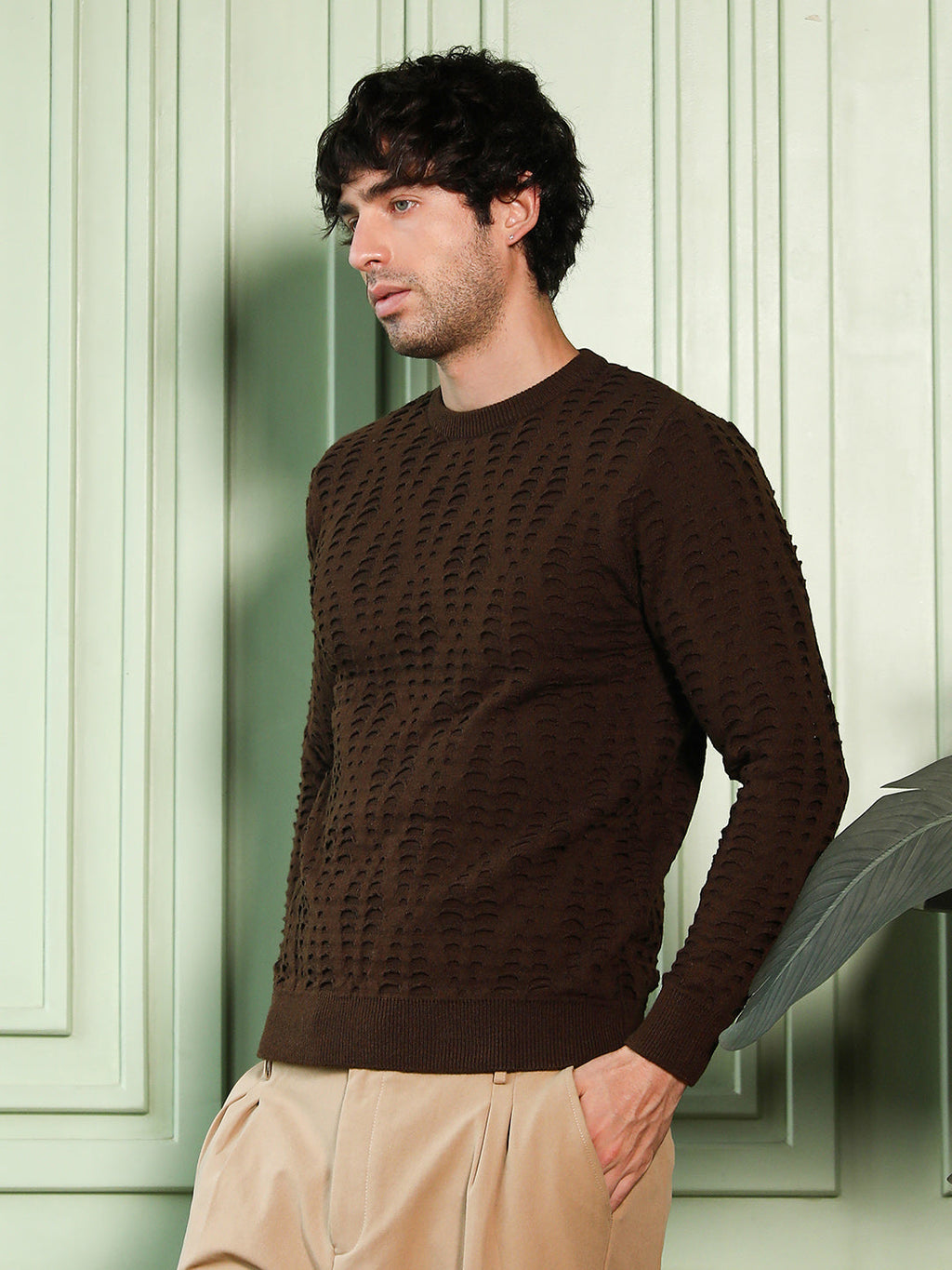 Geo-Gradient Jacquard Pullover Sweater