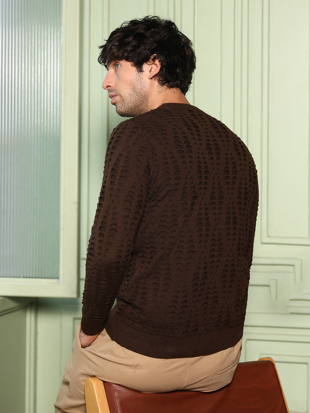 Geo-Gradient Jacquard Pullover Sweater