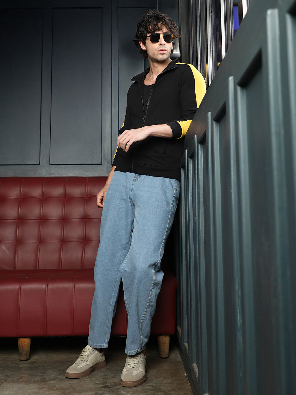 Side-Panelled Zip-Front Sweatshirt