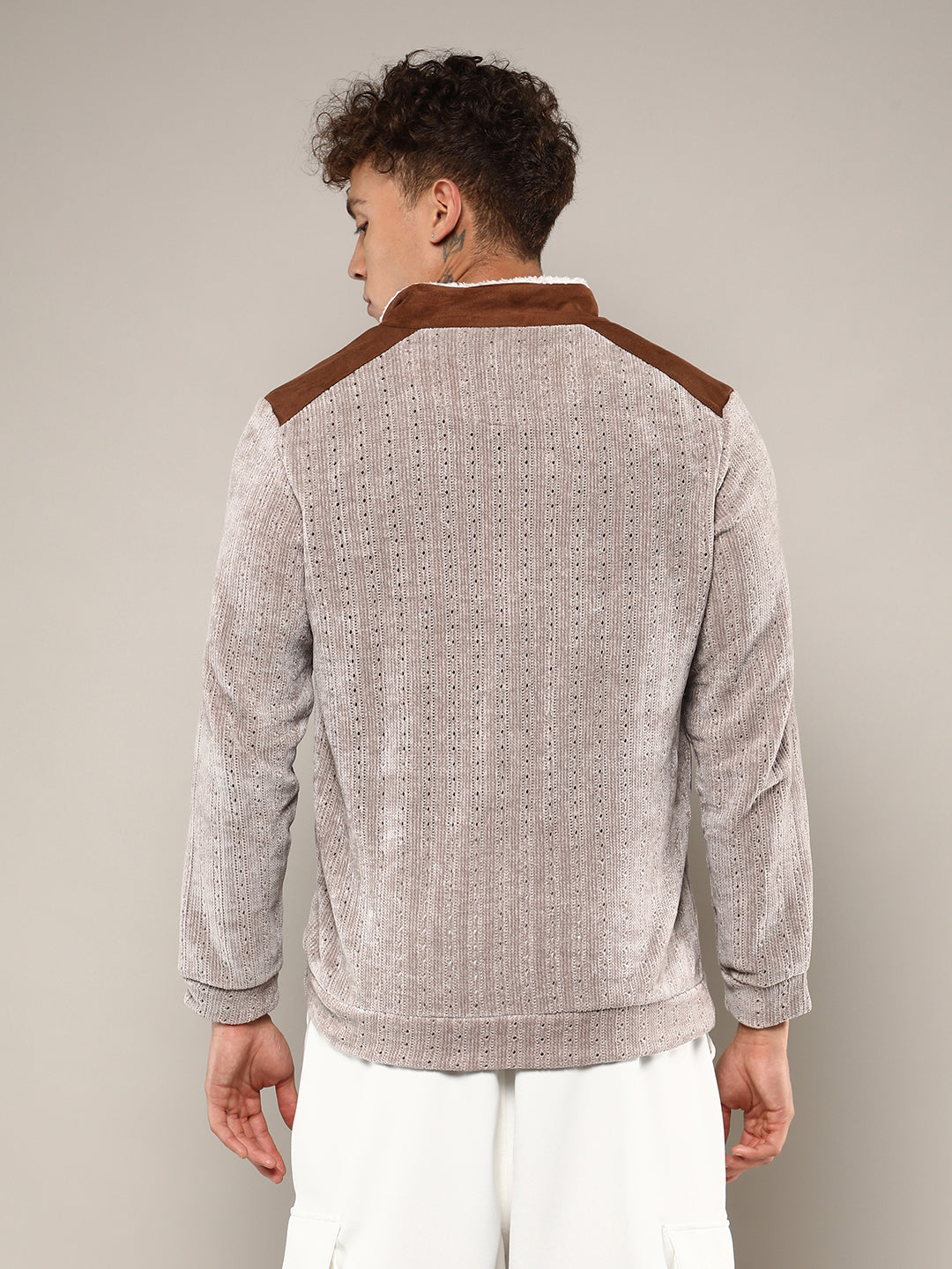 Zip-Front Cable Knit Jacket