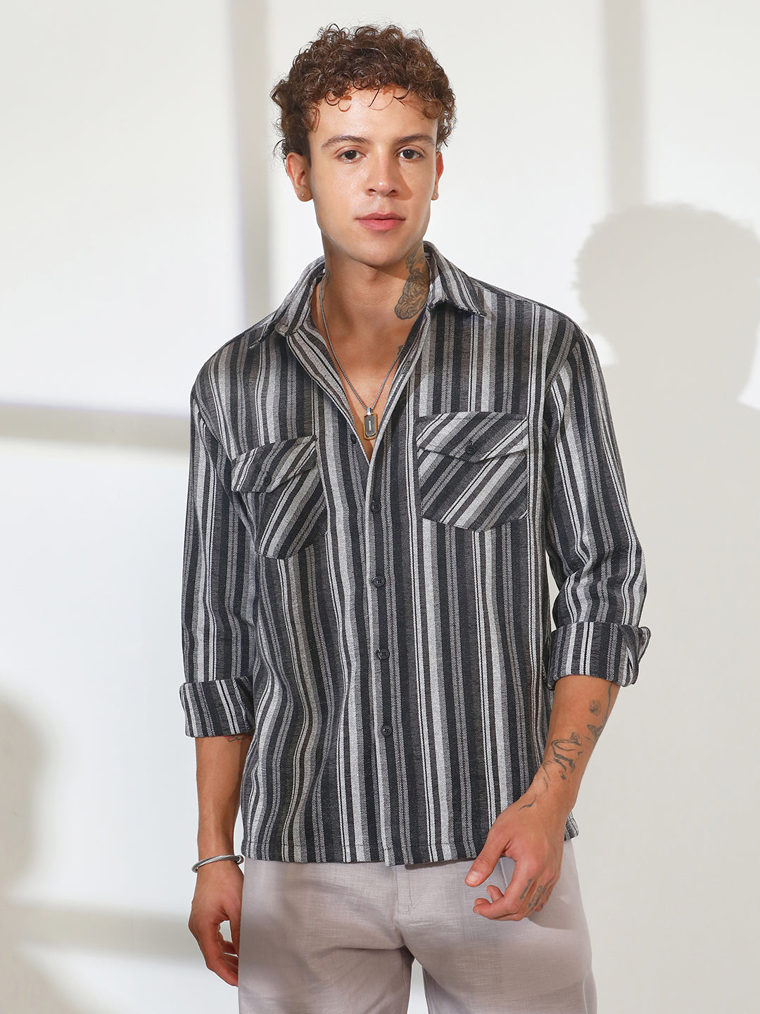 Multitrack Striped Oversized Shirt