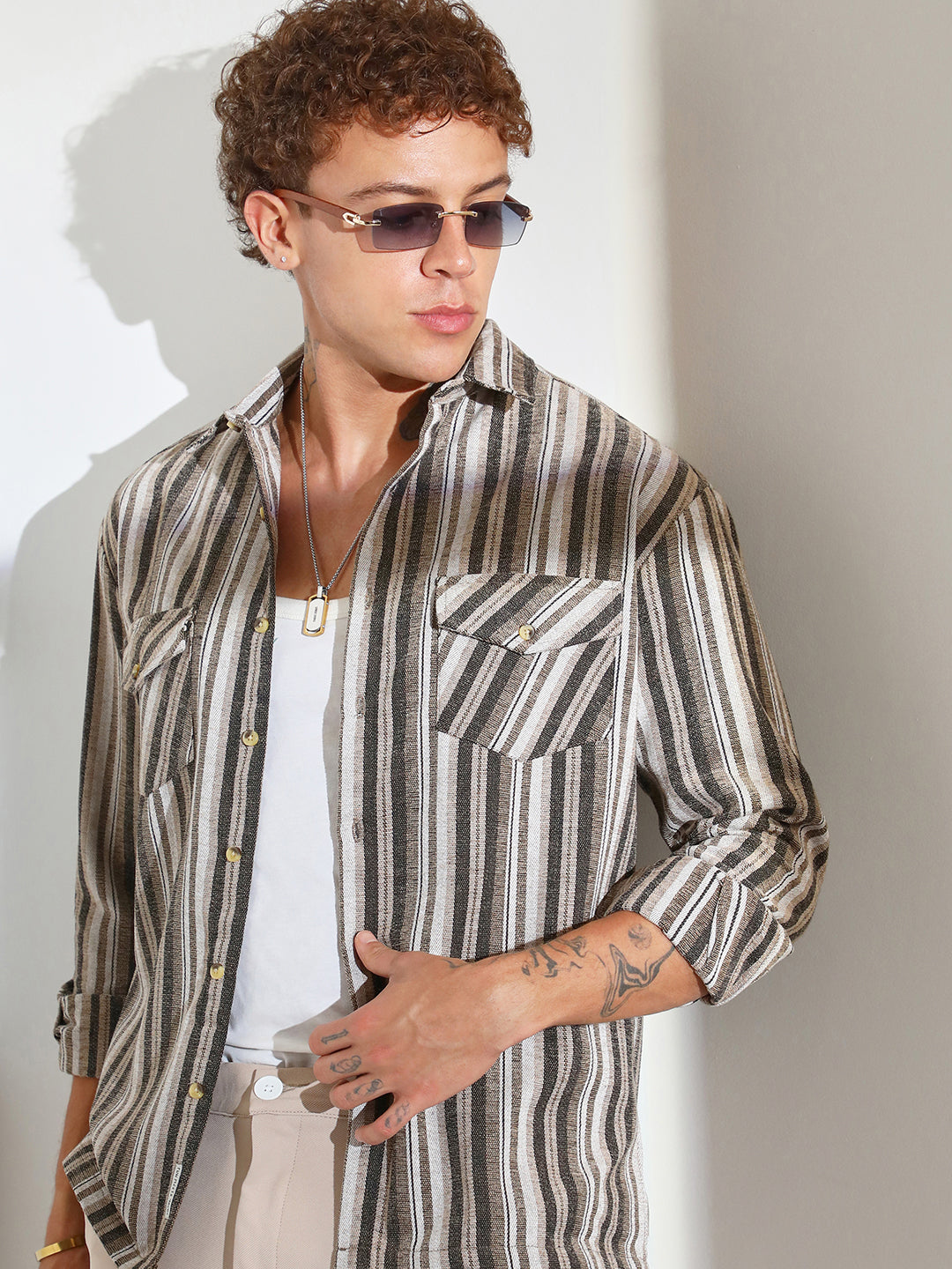 Multitrack Striped Oversized Shirt