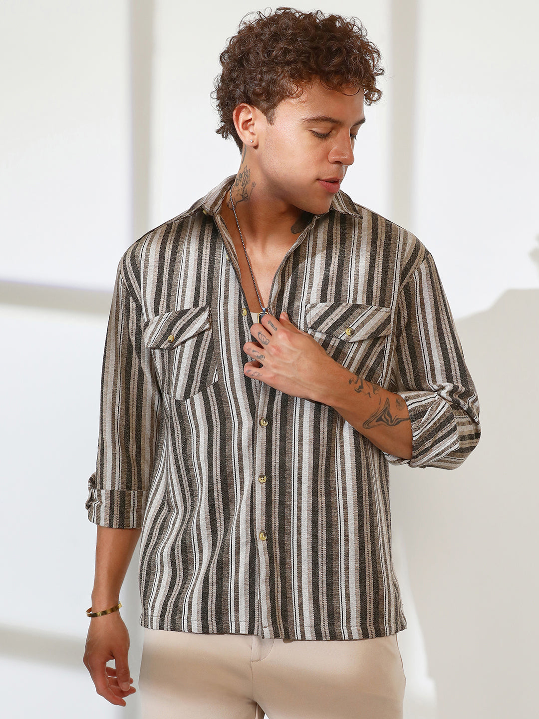 Multitrack Striped Oversized Shirt