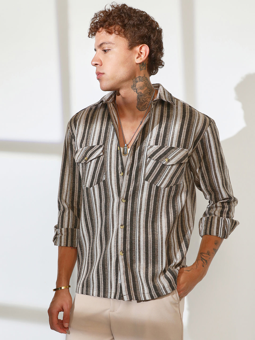 Multitrack Striped Oversized Shirt