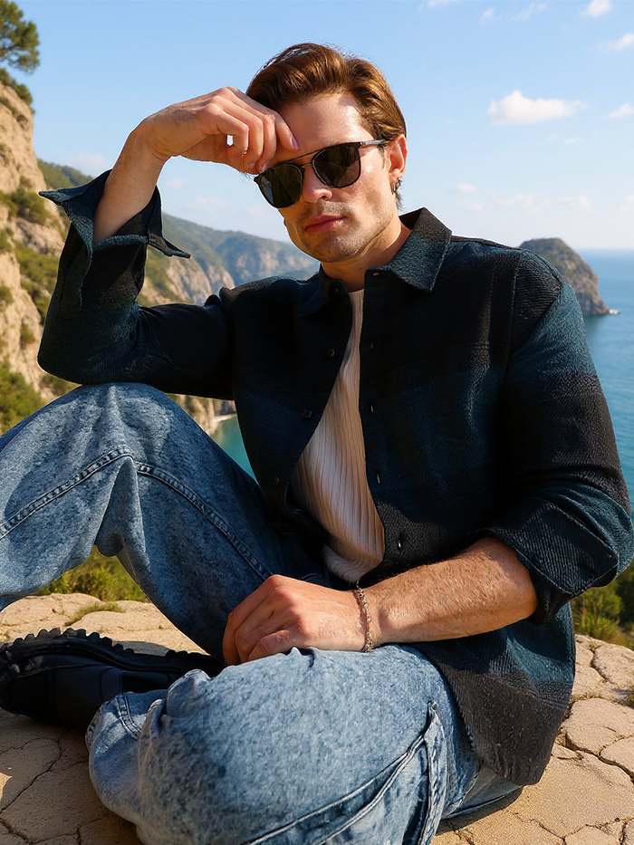 Vignette-Checkered Oversized Shirt