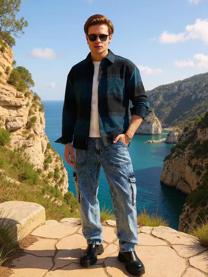 Vignette-Checkered Oversized Shirt