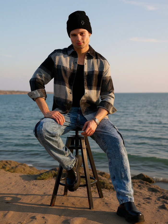 Vignette-Checkered Oversized Shirt