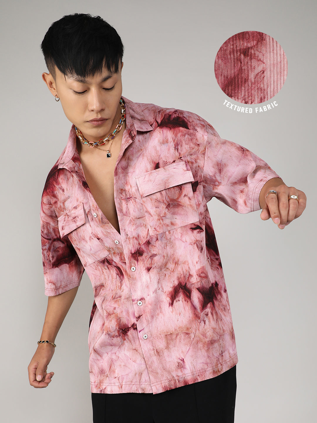 その他 PerthpewterLE09Spellot ₹999 | Campus Sutra men's Wine Red Tie-Dye Utility Oversized