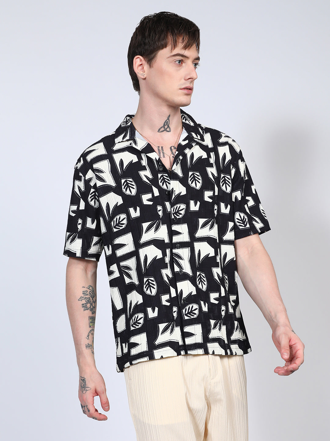 Oversized Geometric Foliage Shirt