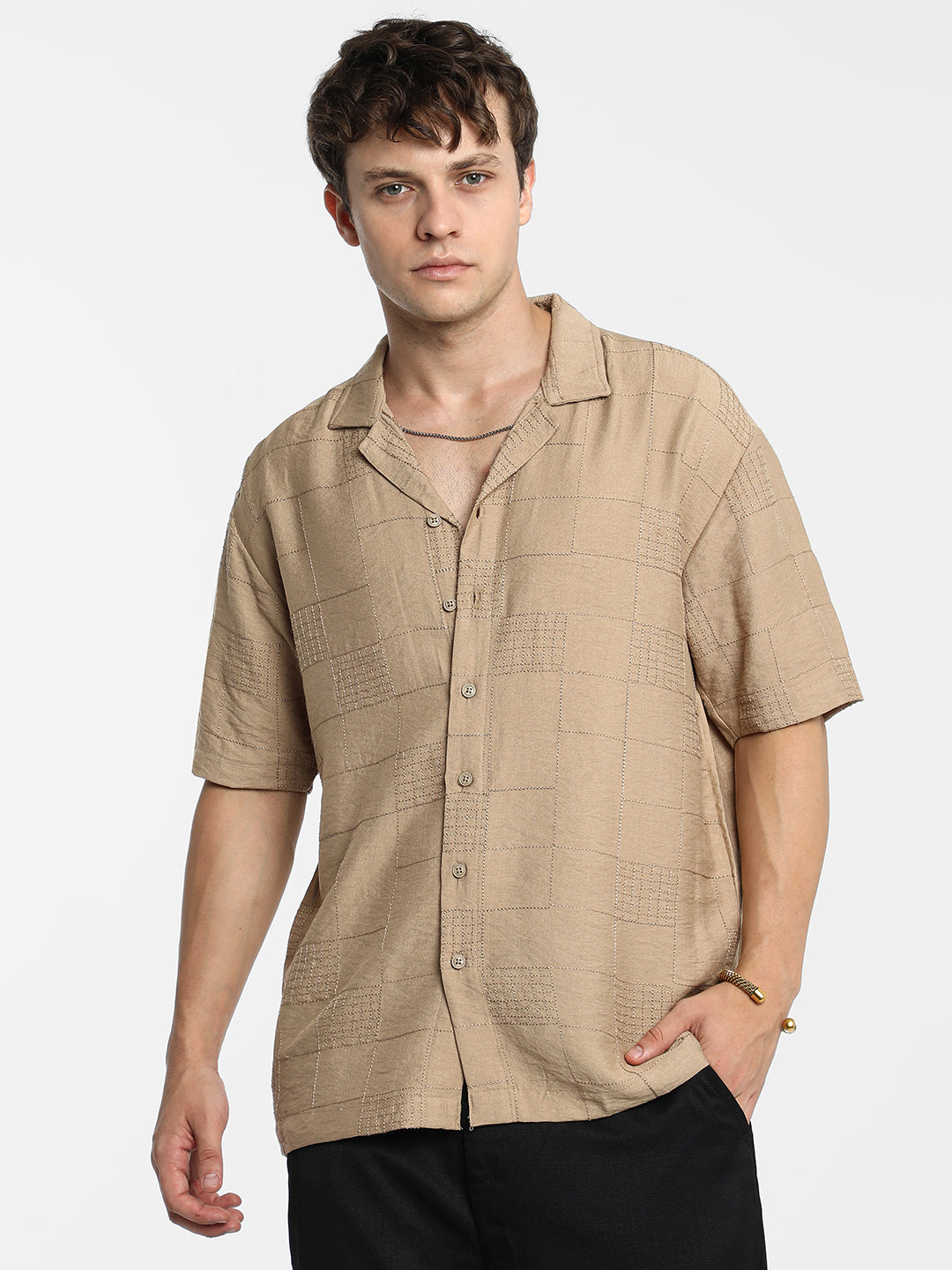 Graph-Tactile Oversized Shirt