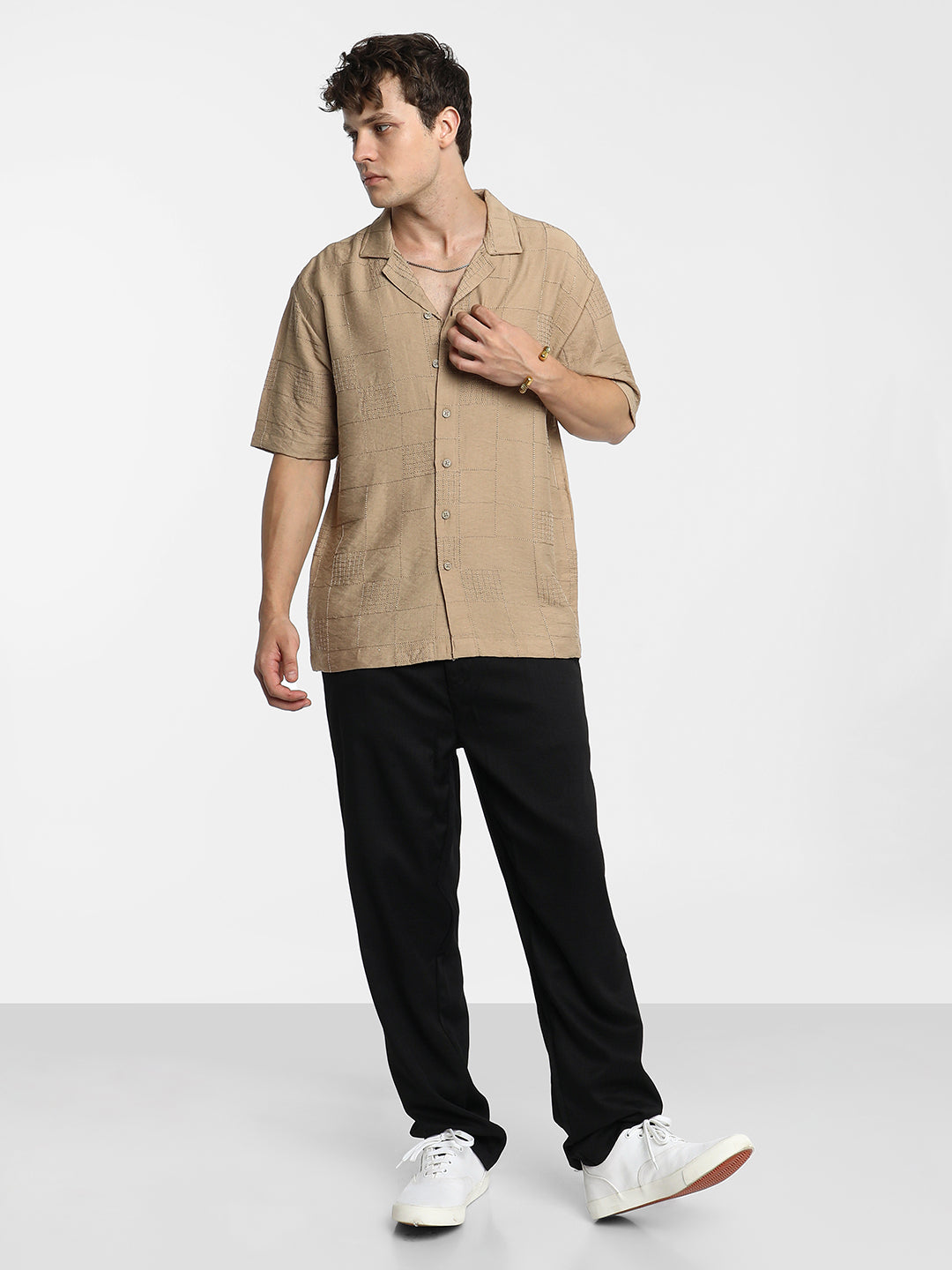 Graph-Tactile Oversized Shirt