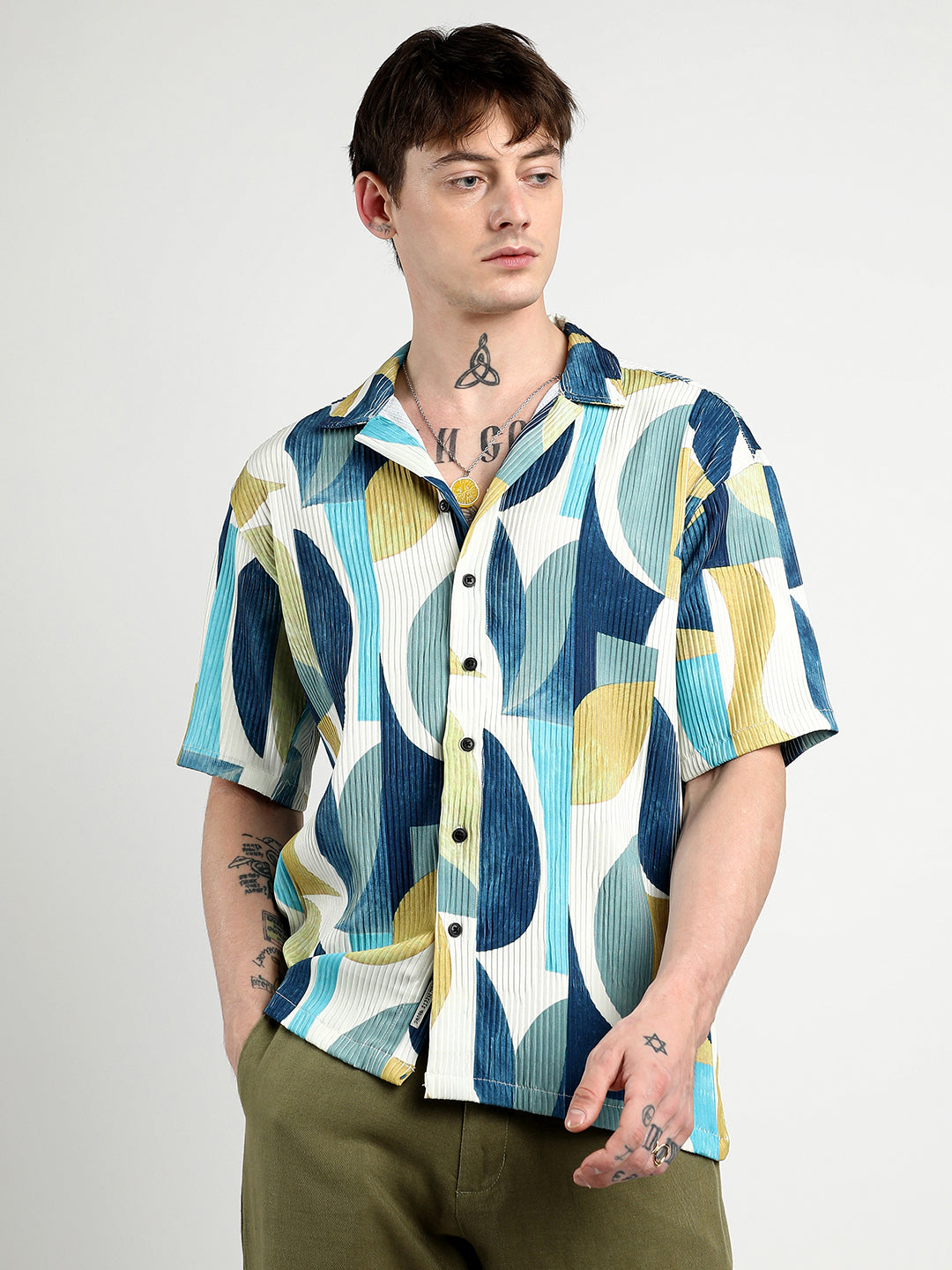 Oversized Abstract Curves Shirt