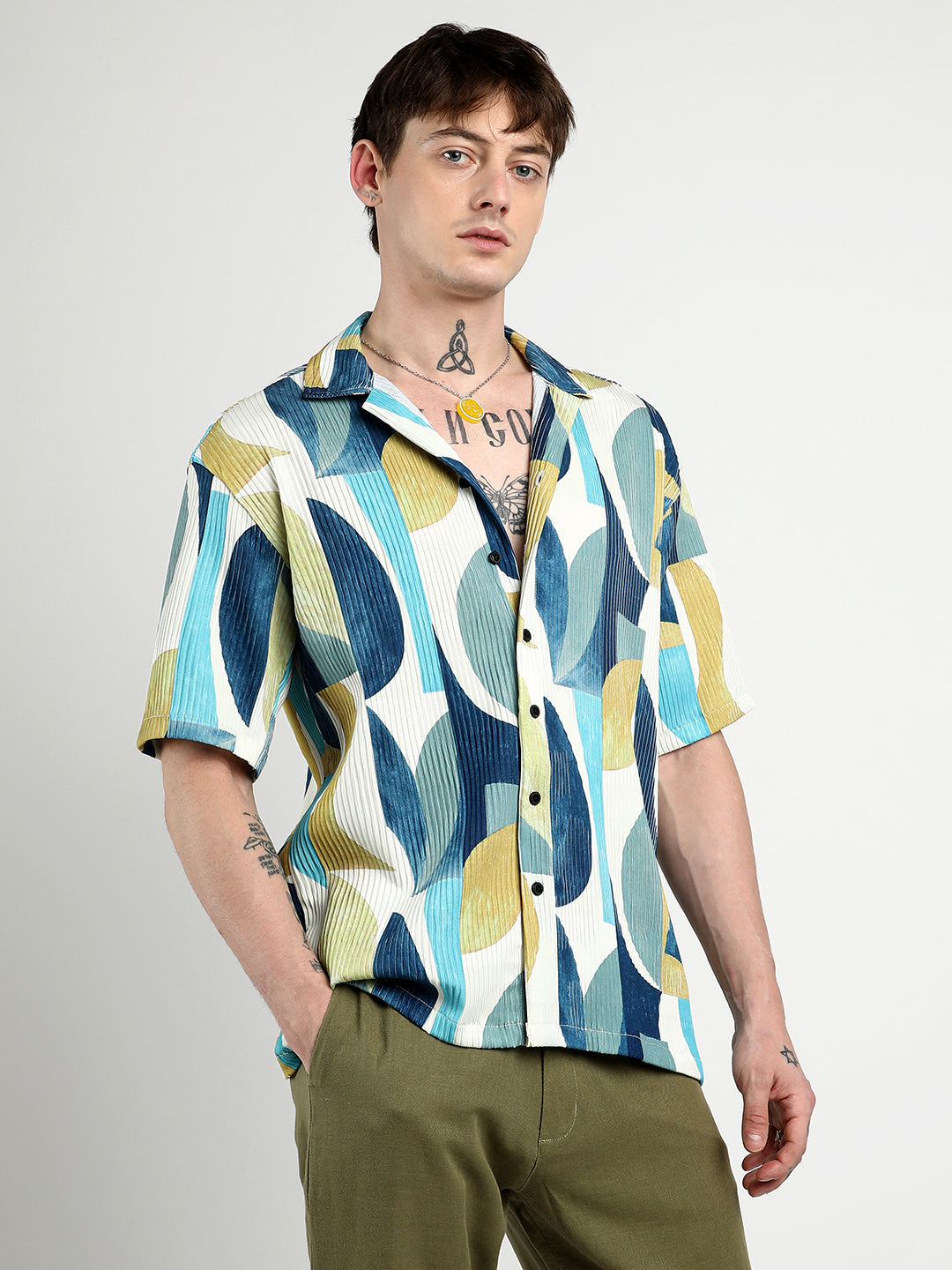 Oversized Abstract Curves Shirt