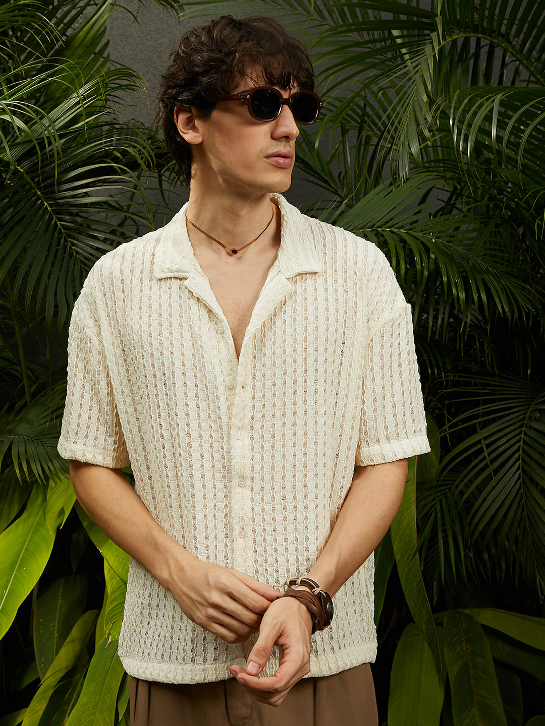 Striped Knit Oversized Shirt XL - Main Image