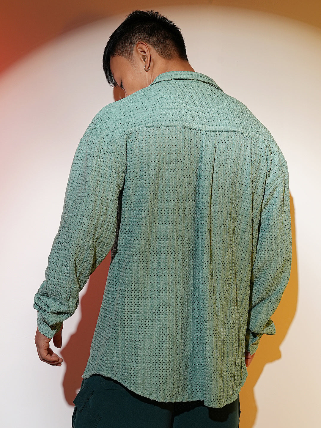 Hollow Knit Oversized Shirt